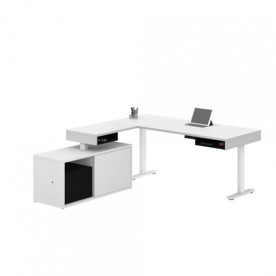 Pro-Vega L-Shaped Standing Desk with Credenza